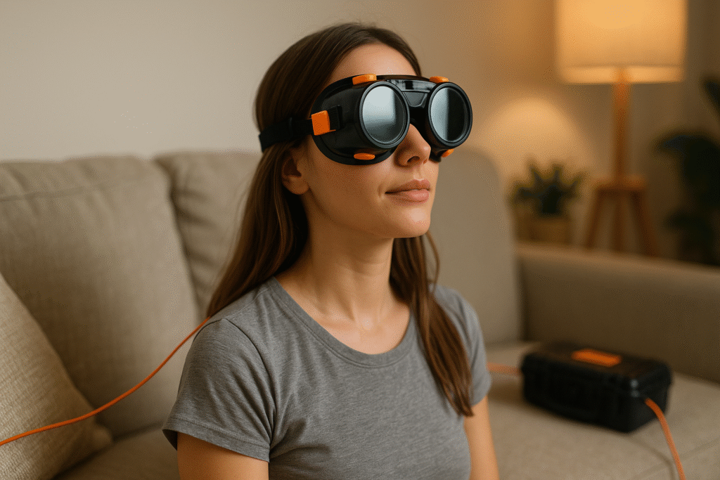 lady in pemf goggles